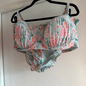 Xhilaration Mint Floral Underwire Bikini Top and Bottom